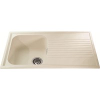 GRADE A2 - CDA Asterite Single Bowl Cream Composite Kitchen Sink with Reversible Drainer