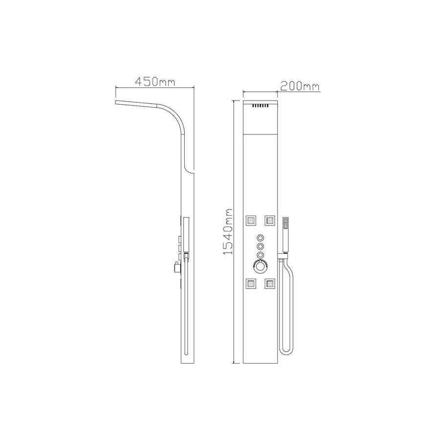 Stainless Steel Thermostatic Shower Tower Panel with Body Jets
