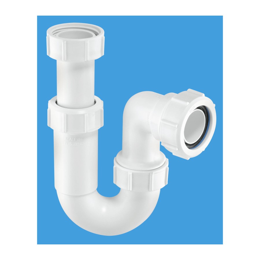 Mcalpine 1.25" 75mm Water Seal Adjustable Inlet Tubular Swivel 'P' Trap with Multifit Outlet