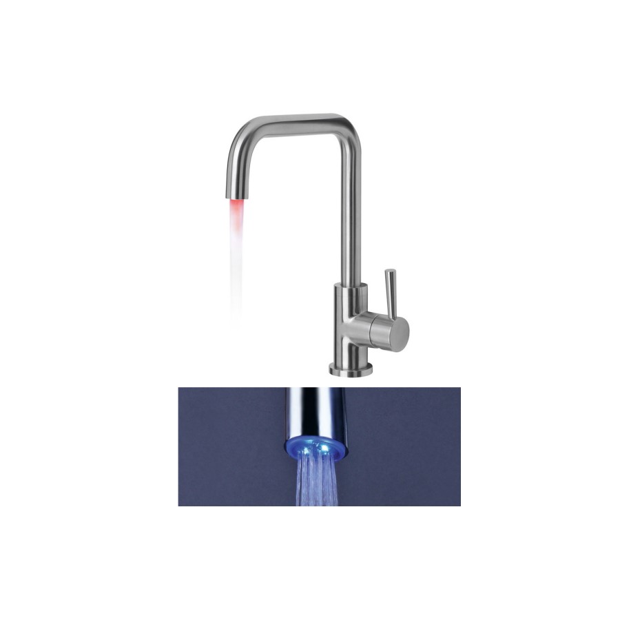 Reginox Single Lever Brushed Steel Tap With LED Lighting