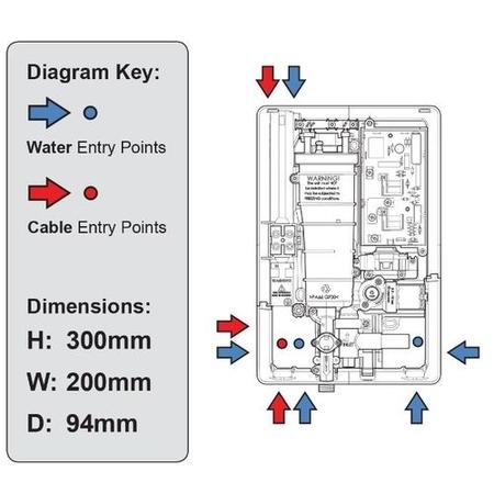 GRADE A2 - Triton Aspirante 9.5kw Electric Shower - Brushed Steel