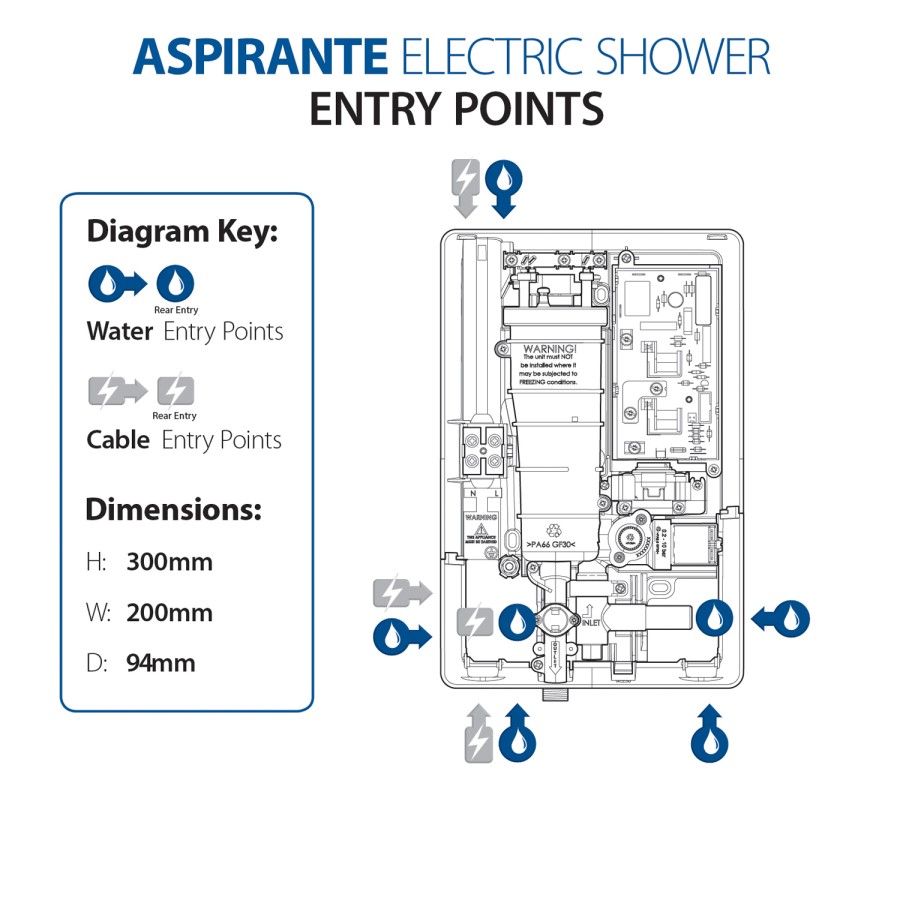 Triton Aspirante 8.5kW Gun Metal Electric Shower