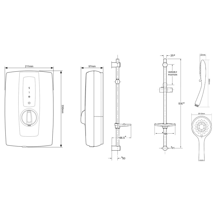 Triton Touch 8.5kW Electric Shower - White And Black