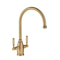 GRADE A1 - Oxbury Dual Lever Kitchen Mixer Tap - Antique Brass
