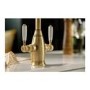 GRADE A1 - Oxbury Dual Lever Kitchen Mixer Tap - Antique Brass