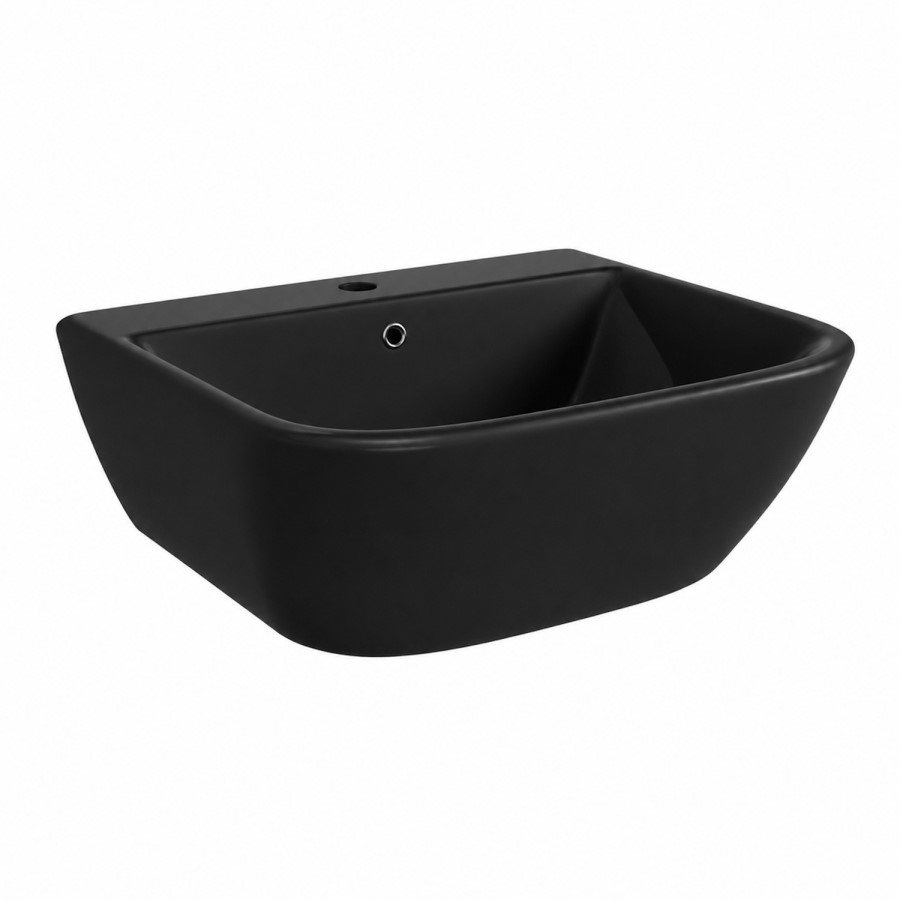 Matt Black Cloakroom Wall Hung Basin 450mm - Atlanta