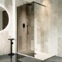 1000mm Black Smoked Glass Shower Screen for Wet Room & Walk In Shower - Atlas