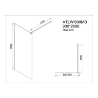 1400x900mm Smoked Walk In Shower Screen Enclosure - Atlas