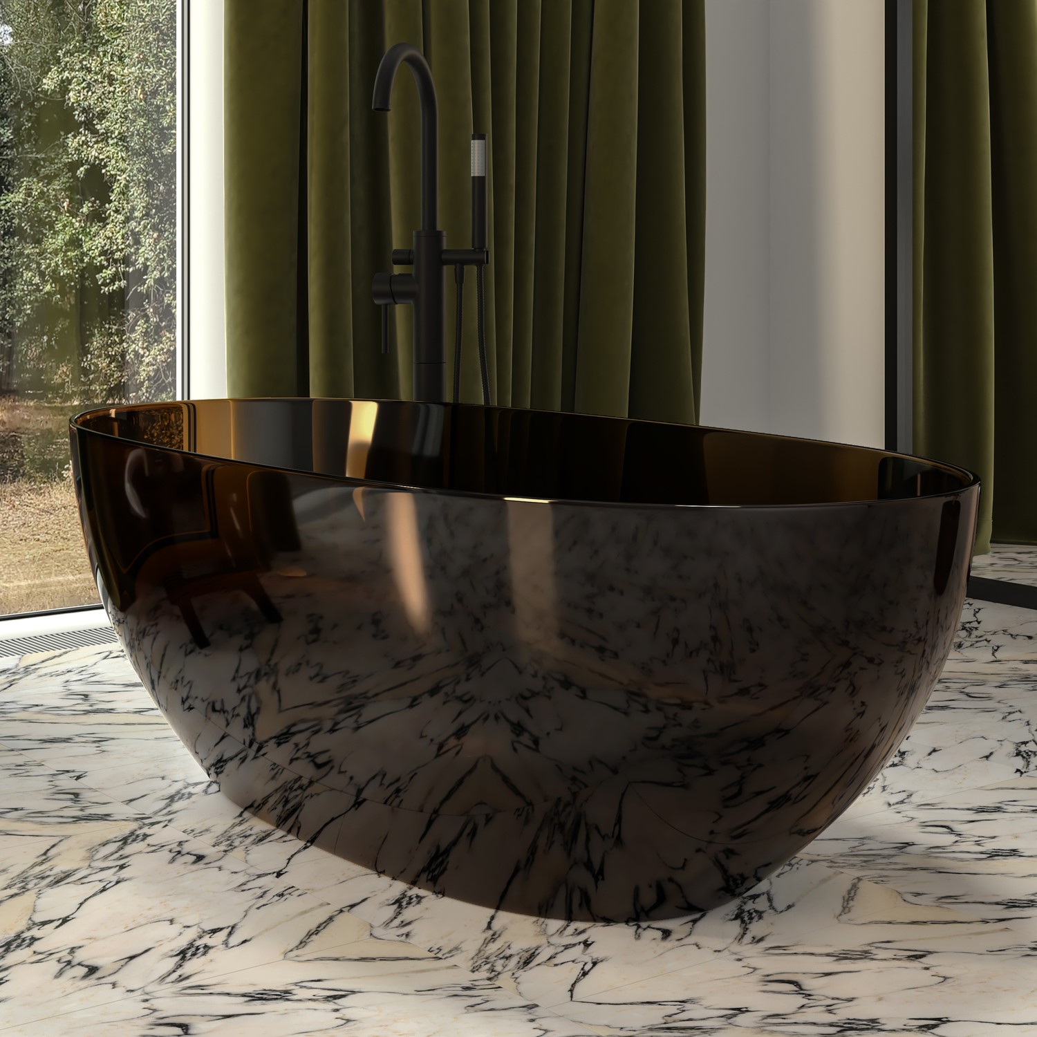 Aurea Amber Freestanding Double Ended Transparent Resin Bath 1700 X 750Mm