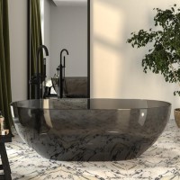 Black Freestanding Double Ended Transparent Resin Bath 1700 x 750mm - Aurea