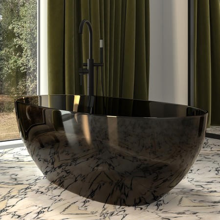 Black Freestanding Double Ended Transparent Resin Bath 1700 x 750mm ...