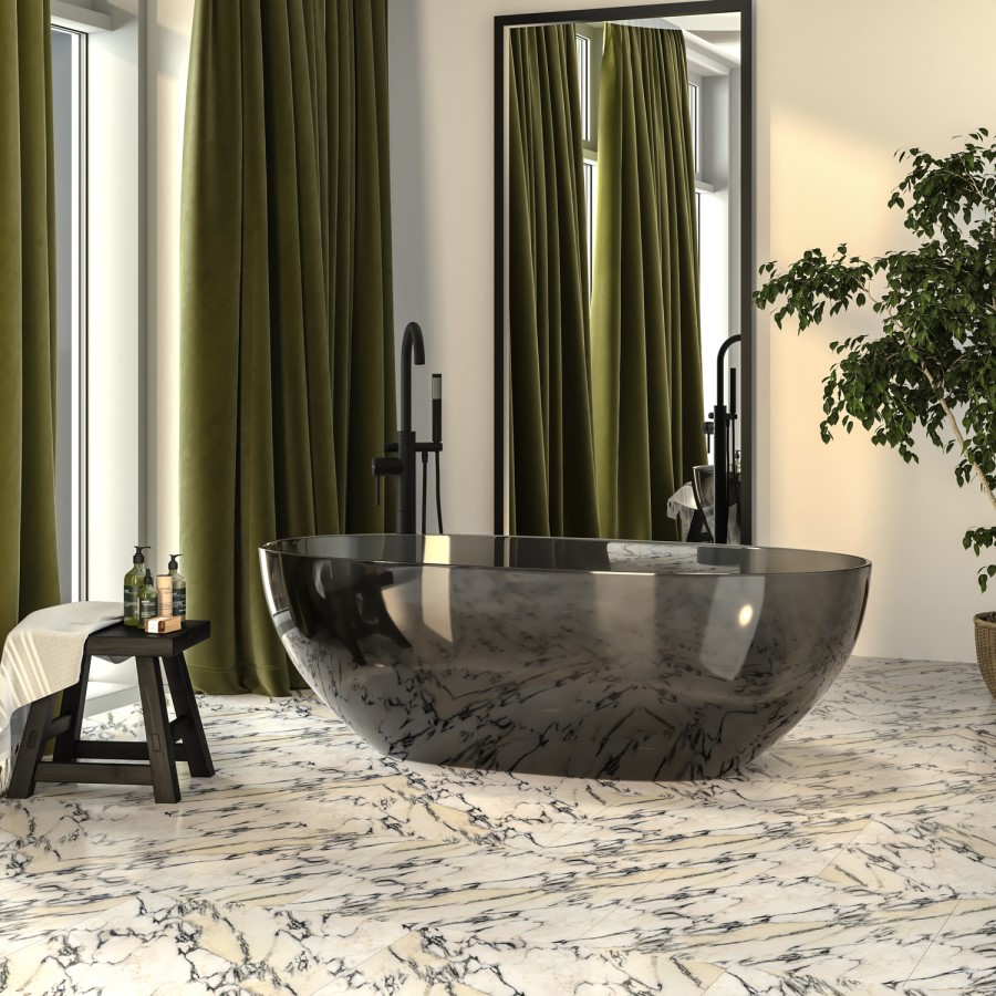 Black Freestanding Double Ended Transparent Resin Bath 1700 x 750mm - Aurea