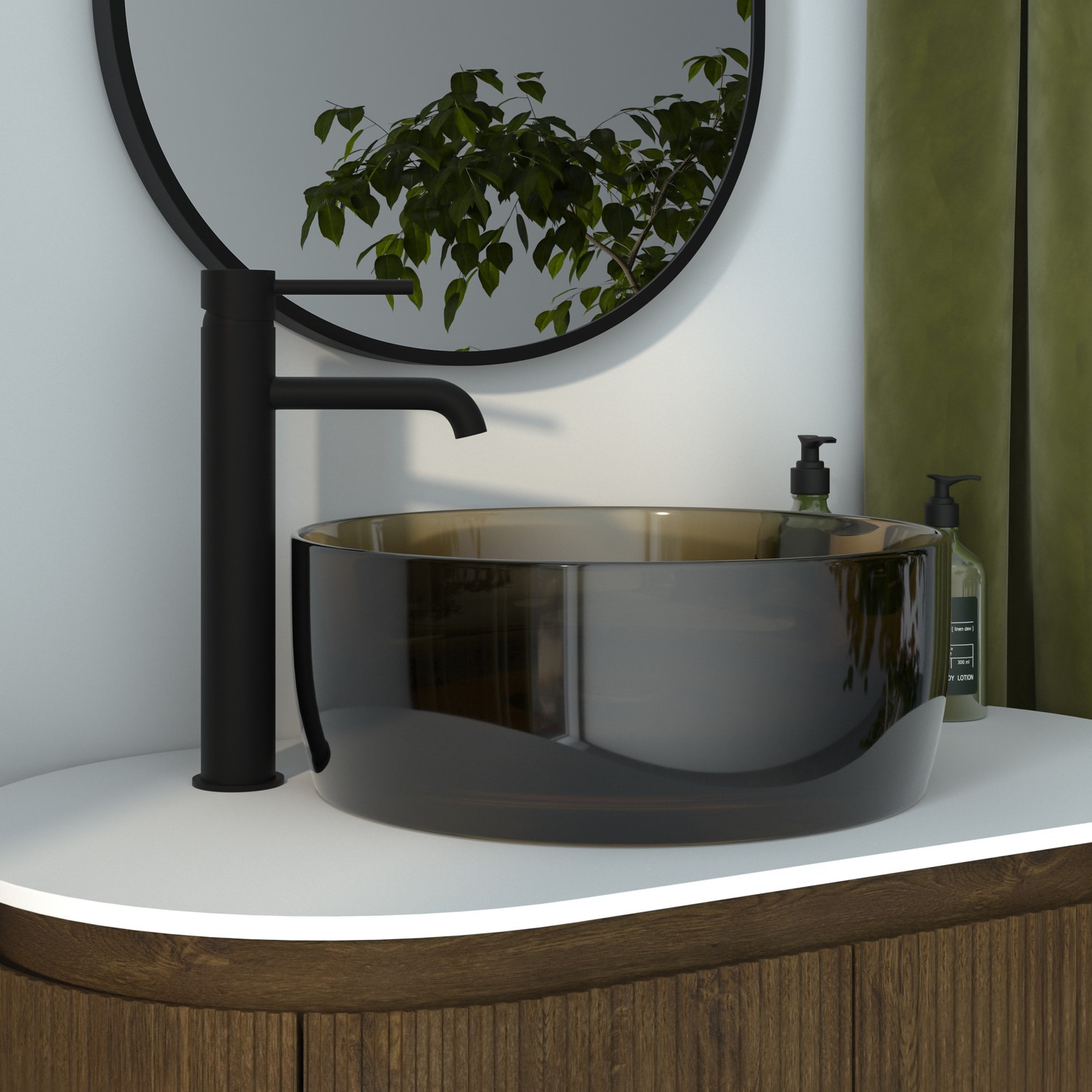 Transparent Color Basin Amber Round Transparent Resin Countertop Basin 400mm - Aurea - Better ...