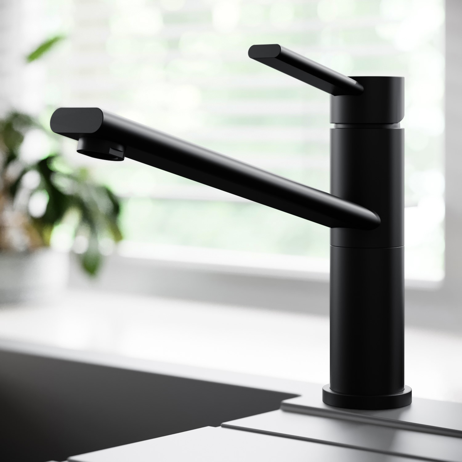 Matt Black Single Lever Monobloc Kitchen Mixer Tap Essence Ava matt-black-single-lever-monobloc-kitchen-mixer-tap-essence-ava