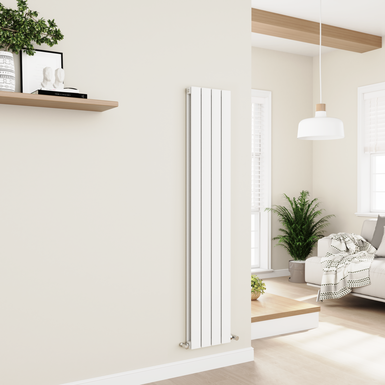 Eco Eleganza Vertical Flat Designer Aluminium Radiator 1600X300mm Double Panel 2699 Btu AVD4-1600-WCF - Image 2