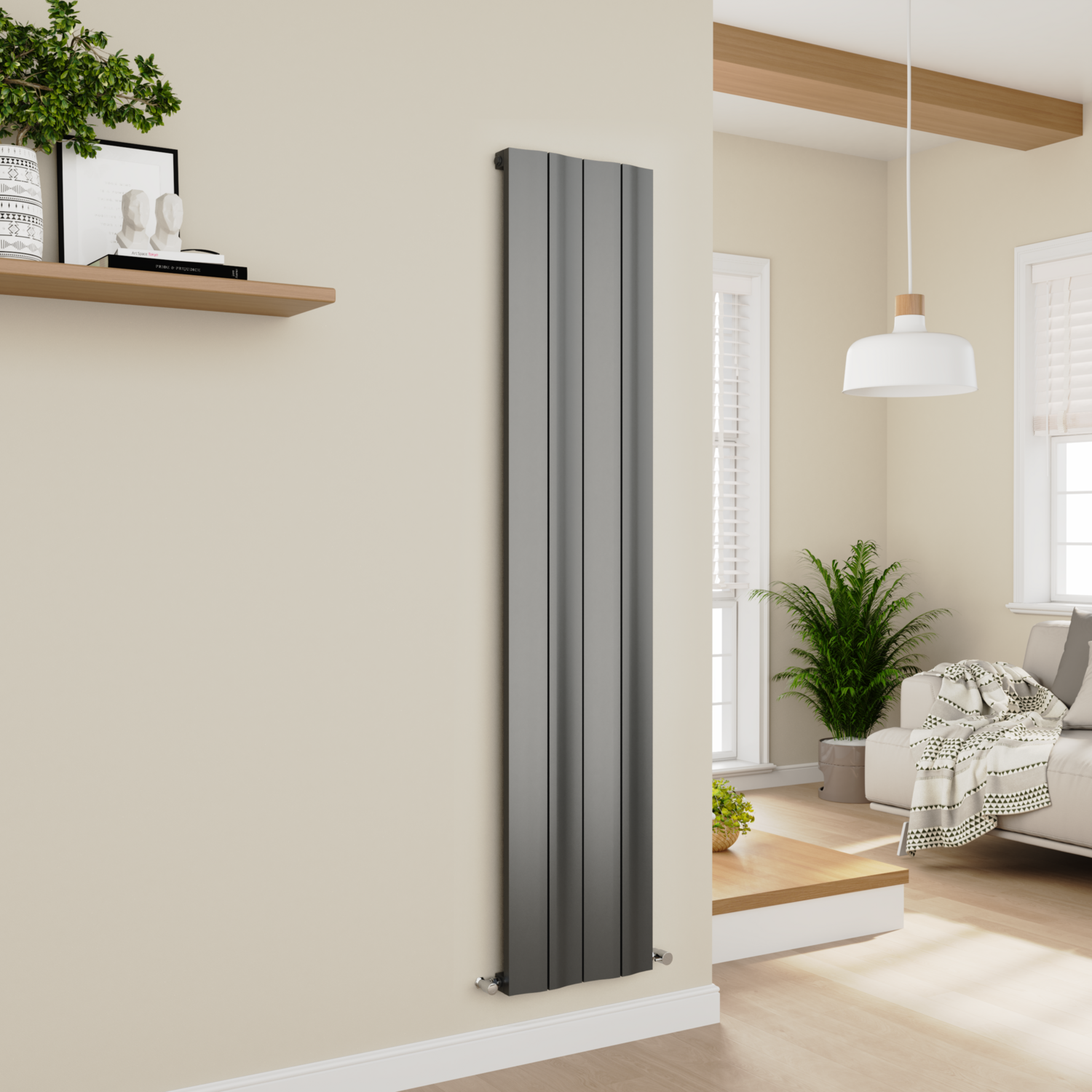 Grey Wave Radiator Eco Vivante Anthracite Vertical Wave Designer Aluminium Radiator ...