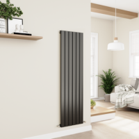 Eco Eleganza Midnight Black Vertical Flat Designer Aluminium Radiator 1600x450mm Single Panel 3055 BTU Eco Eleganza Midnight Black Vertical Flat Designer Aluminium Radiator 1600x450mm Single Panel 3055 BTU