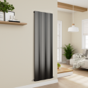 AVS6-1800-BCZ Eco Vivante Midnight Black Vertical Wave Designer Aluminium Radiator 1800x565mm Single Panel 4508 BTU