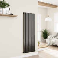 Eco Eleganza Midnight Black Vertical Flat Designer Aluminium Radiator 1600x525mm Single Panel 3564 BTU Eco Eleganza Midnight Black Vertical Flat Designer Aluminium Radiator 1600x525mm Single Panel 3564 BTU