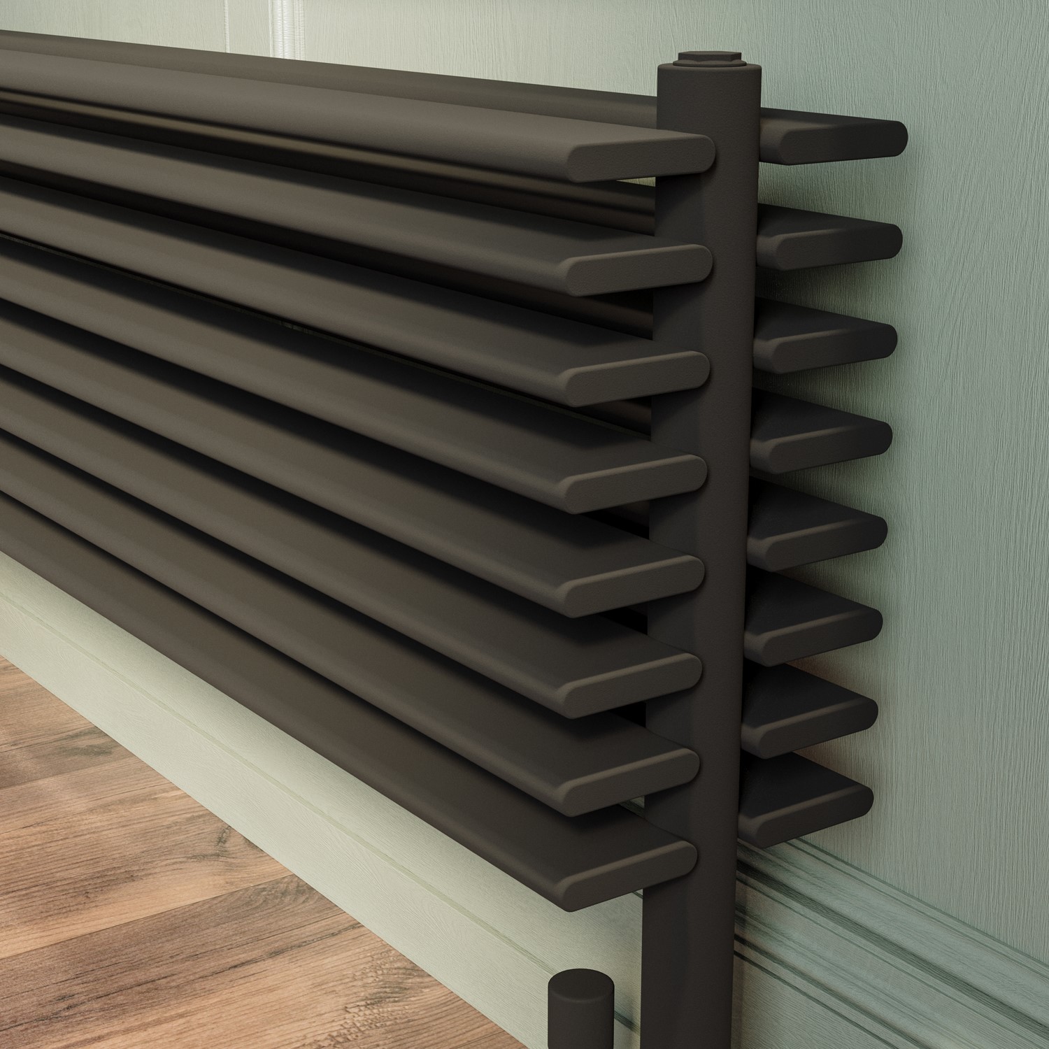 Black Horizontal Floor Standing Radiator 500 x 1000mm - Azuma - Better ...