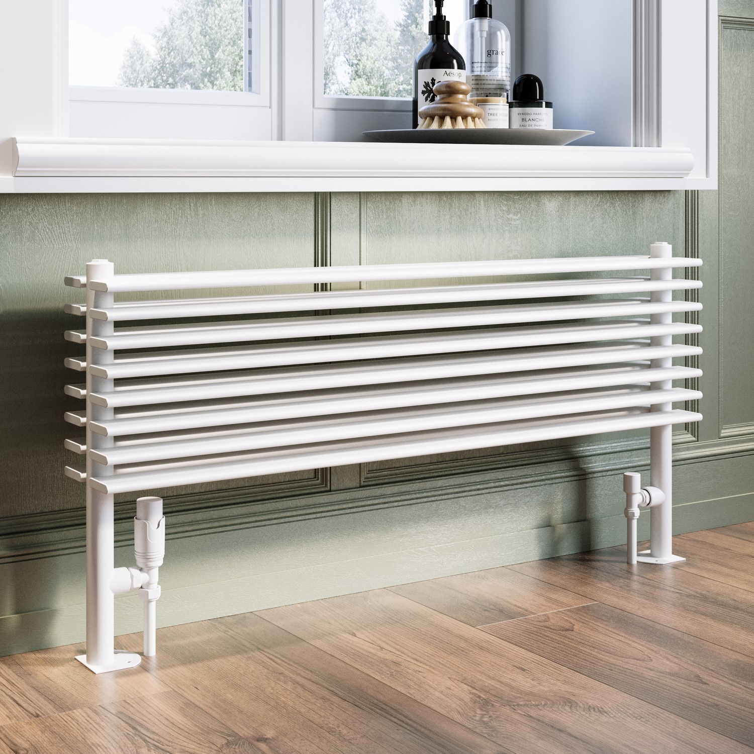 White Horizontal Floor Standing Radiator 500 x 1000mm - Azuma - Better ...