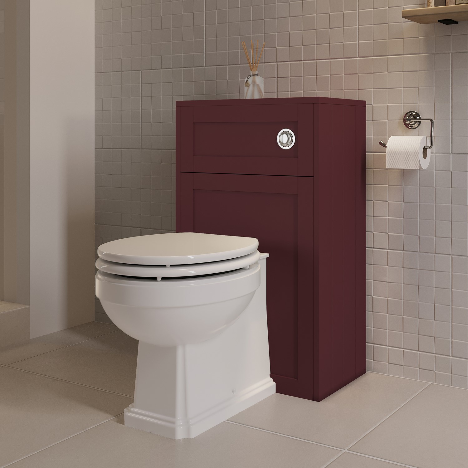 Baxenden Burgundy 500Mm Back To Wall Toilet Unit Only