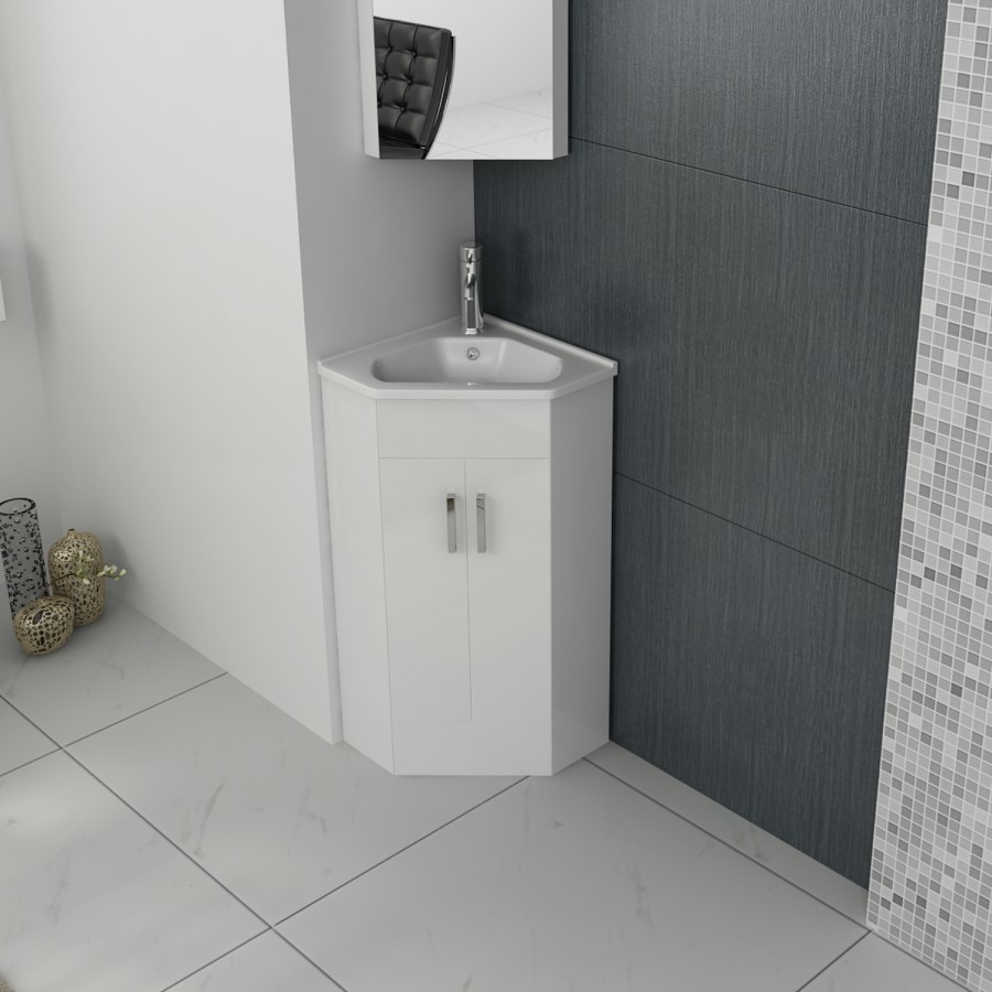 Anya White Corner 400mm Basin Vanity Unit with Basin