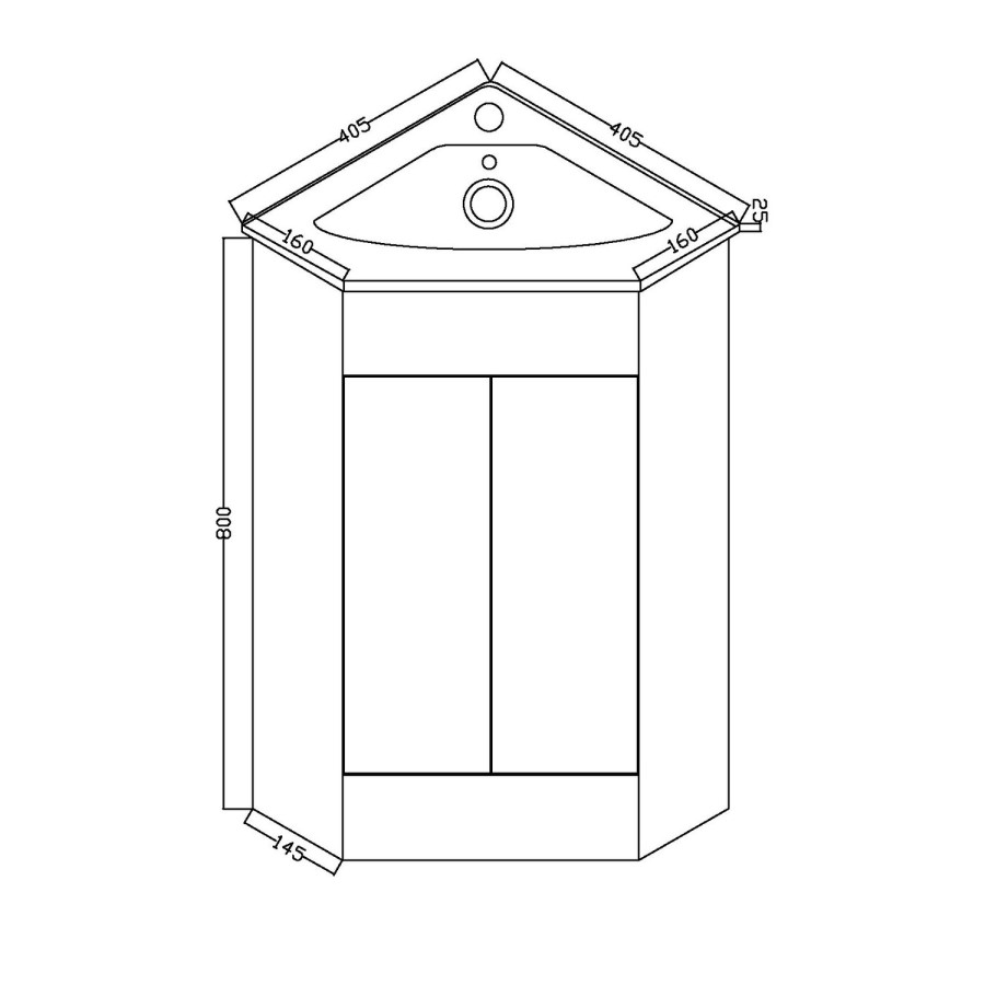 Anya White Corner 400mm Basin Vanity Unit with Basin