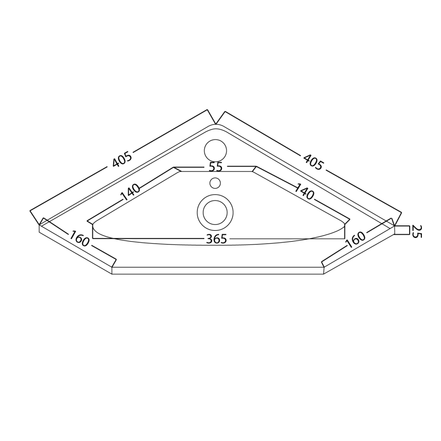 Anya White Corner 400mm Basin Vanity Unit with Basin
