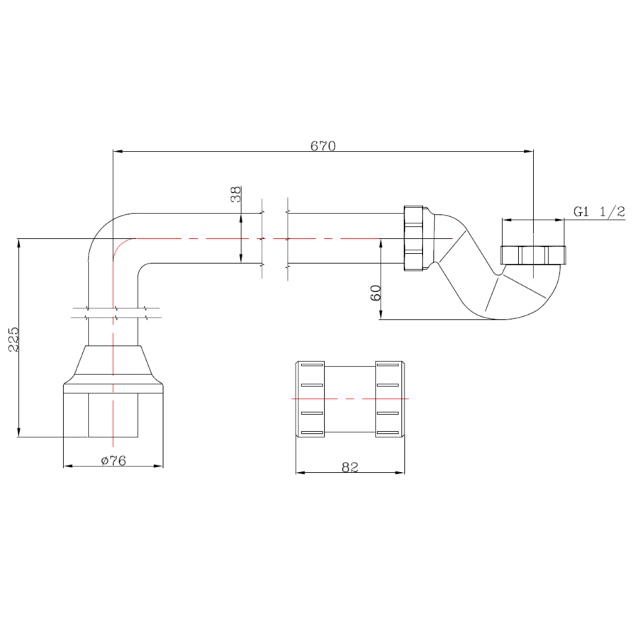 Traditional Exposed Bath Trap - Brushed Brass