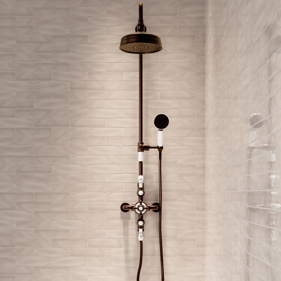 Brushed Bronze Traditional Thermostatic Mixer Shower Set with Slide Rail Kit & Hand Shower - Camden