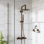 Brushed Bronze Thermostatic Bar Mixer Shower Set with Slide Rail Kit & Pencil Hand Shower - Arissa