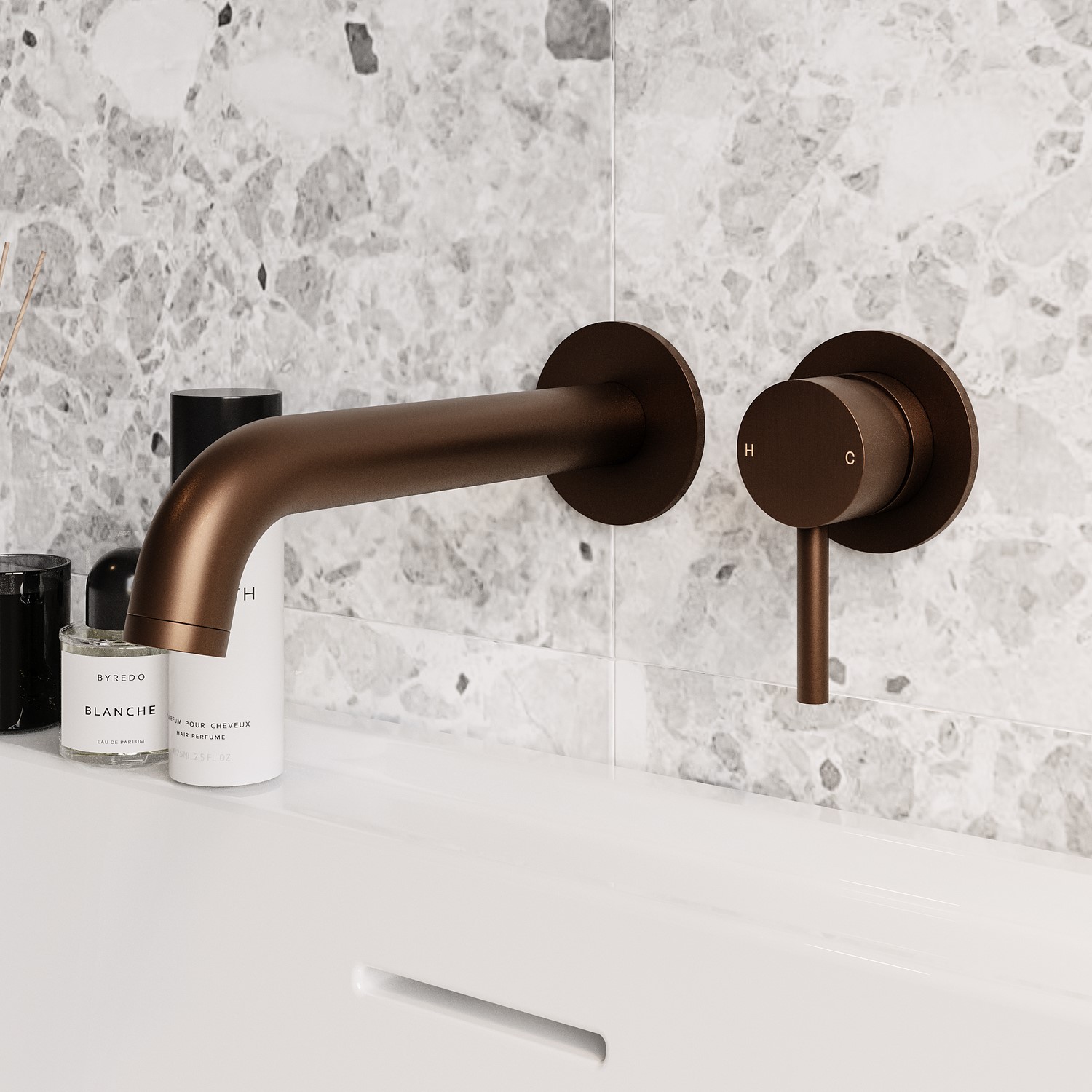 Arissa Bronze Brushed Wall Mounted Bath Mixer Tap
