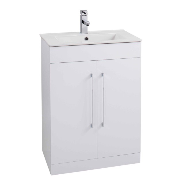 White Double Door Bathroom Minimalist Vanity Unit & Basin