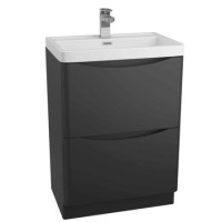 Black Free Standing Bathroom Vanity Unit & Basin - W600 x H850mm - Oakland Black Free Standing Bathroom Vanity Unit & Basin - W600 x H850mm - Oakland