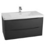 Black Wall Hung Bathroom Vanity Unit & Basin - W900 x H500mm - Oakland