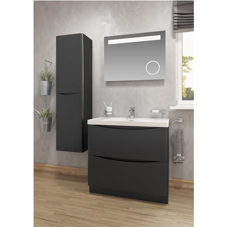 Black Wall Hung Tall Bathroom Storage Cabinet W400 X H1500mm