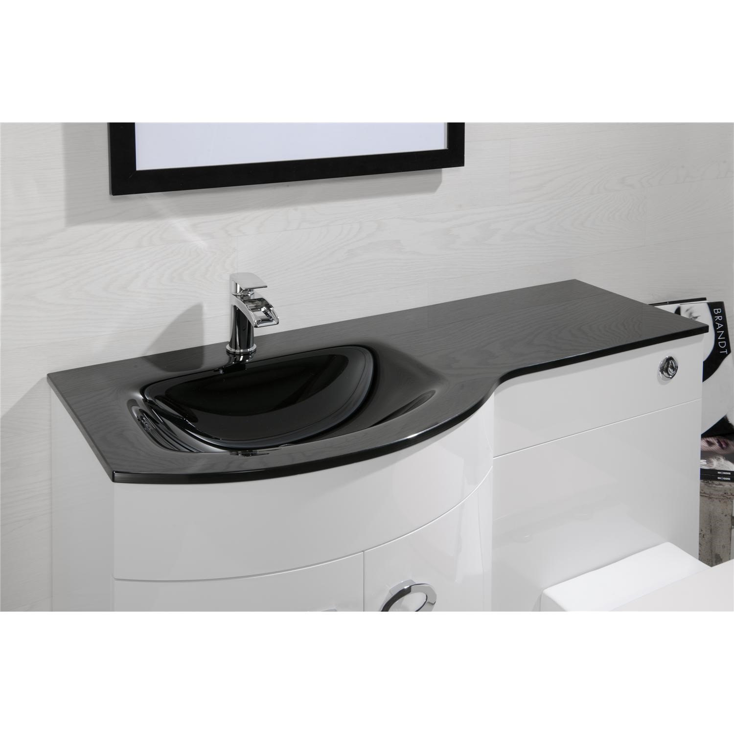 White Left Hand Vanity Unit Black Glass Basin Without Toilet White Left Hand Vanity Unit Black Glass Basin Without Toilet