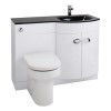 White Right Hand Vanity Unit &amp; Black Glass Basin - Without Toilet