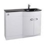 White Right Hand Vanity Unit & Black Glass Basin - Without Toilet