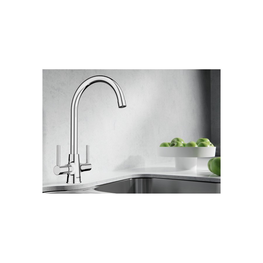 Blanco Chrome Twin Lever Mode Kitchen Mixer Tap