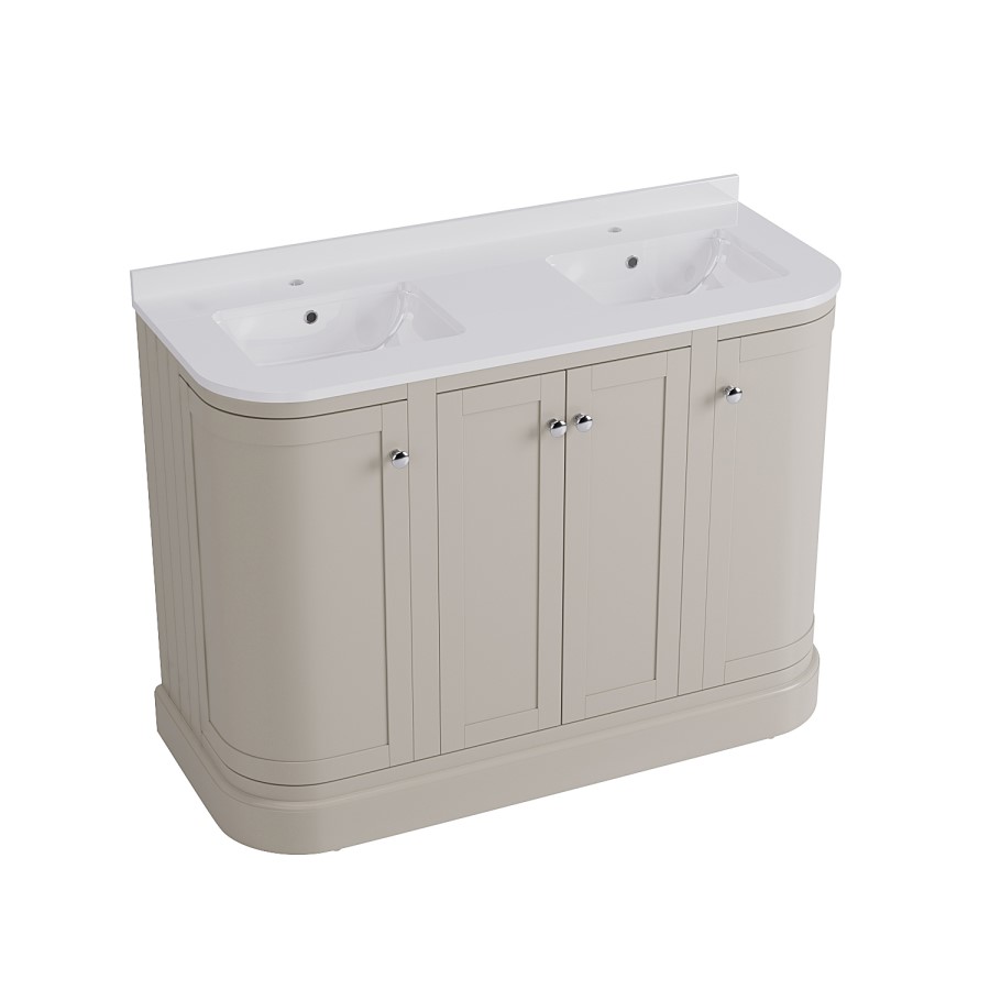 Basin Unit 1200mm Beige Curved Freestanding Double Vanity Unit with Basins ...