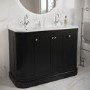 1200mm Black Curved Freestanding Double Vanity Unit with Basin - Bowland