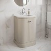 600mm Beige Curved Freestanding Vanity Unit with Basin - Bowland