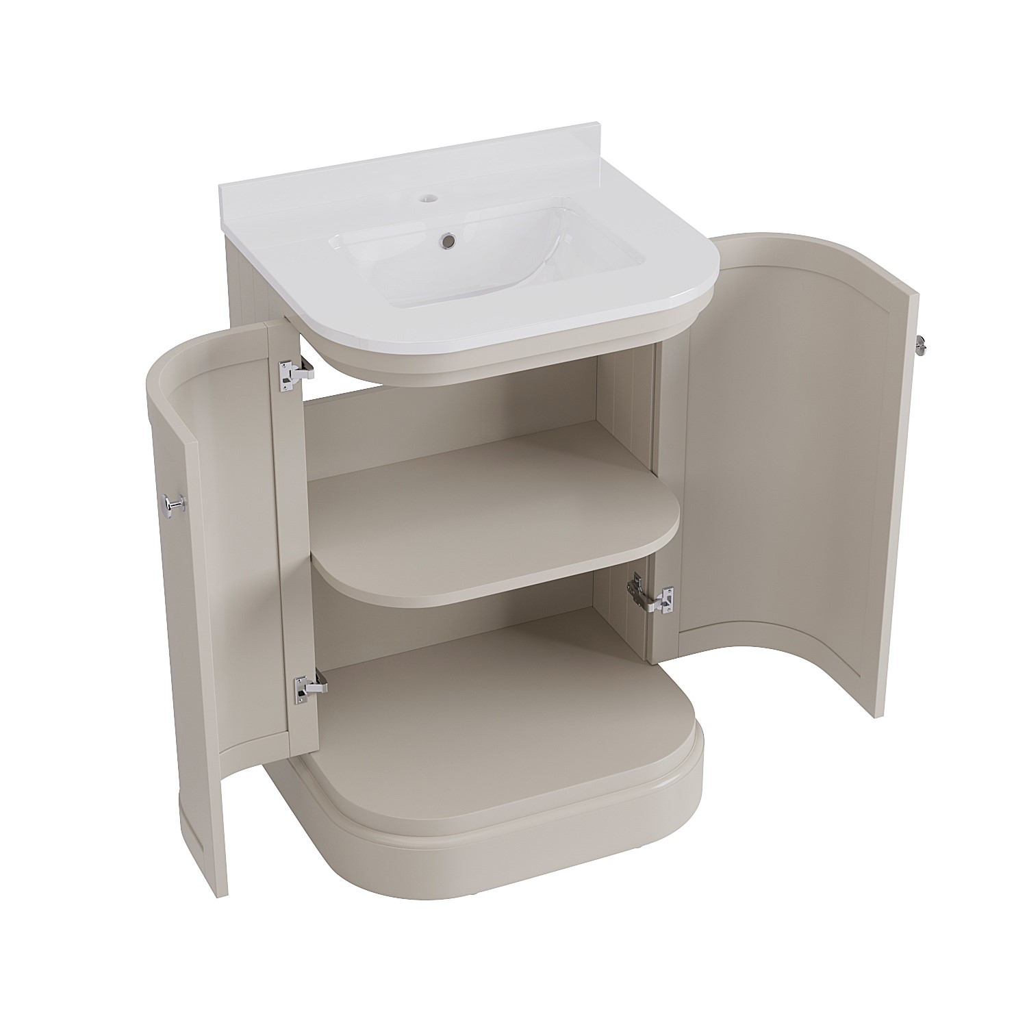 600mm Beige Curved Freestanding Vanity Unit with Basin - Bowland ...