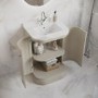 600mm Beige Curved Freestanding Vanity Unit with Basin - Bowland