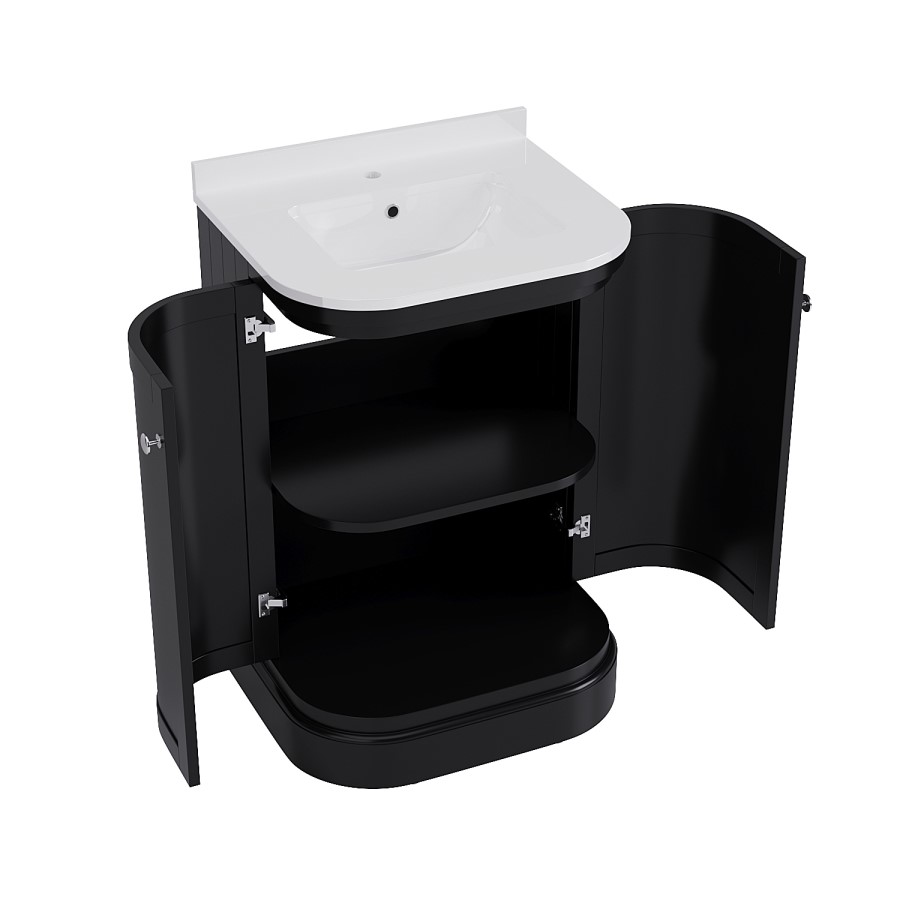 600mm Black Curved Freestanding Vanity Unit with Basin - Bowland