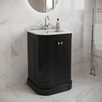 600mm Black Curved Freestanding Vanity Unit with Basin - Bowland  600mm Black Curved Freestanding Vanity Unit with Basin - Bowland