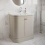 800mm Beige Curved Freestanding Vanity Unit with Basin - Bowland