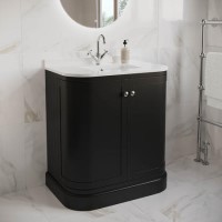 800mm Black Curved Freestanding Vanity Unit with Basin - Bowland  800mm Black Curved Freestanding Vanity Unit with Basin - Bowland